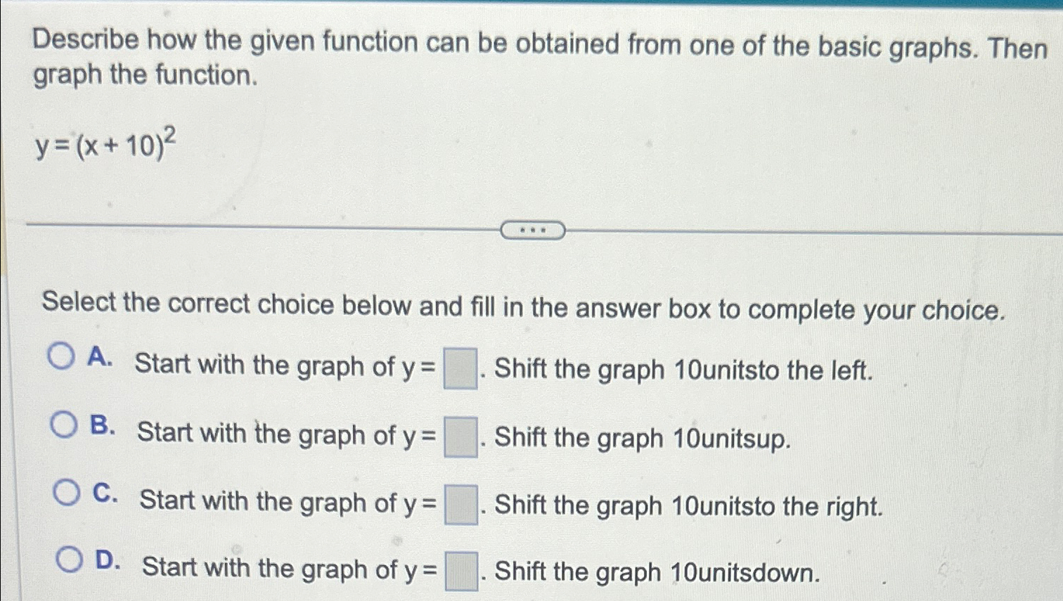 Solved Describe how the given function can be obtained from | Chegg.com