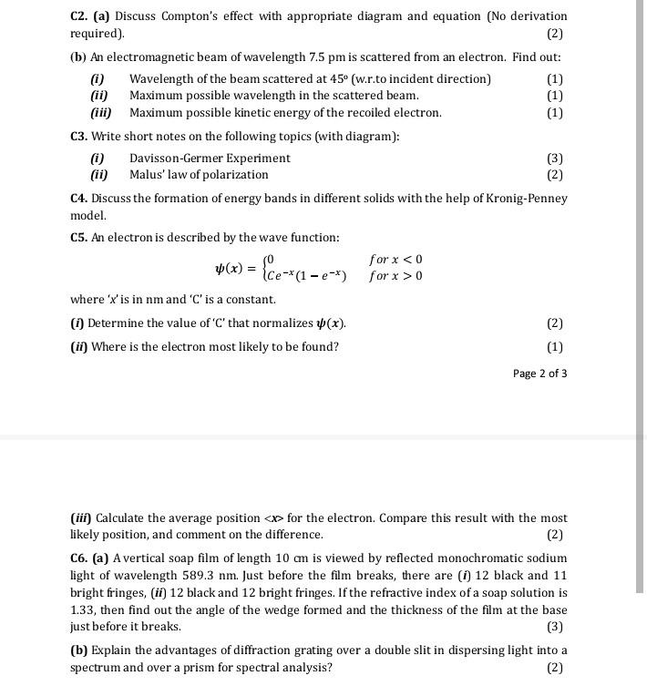 Solved C2. (a) Discuss Compton's effect with appropriate | Chegg.com