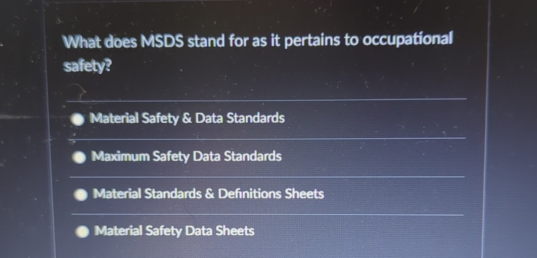 Solved What does MSDS stand for as it pertains to | Chegg.com