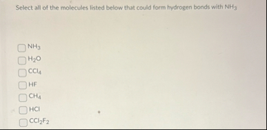 Solved Select all of the molecules listed below that could | Chegg.com