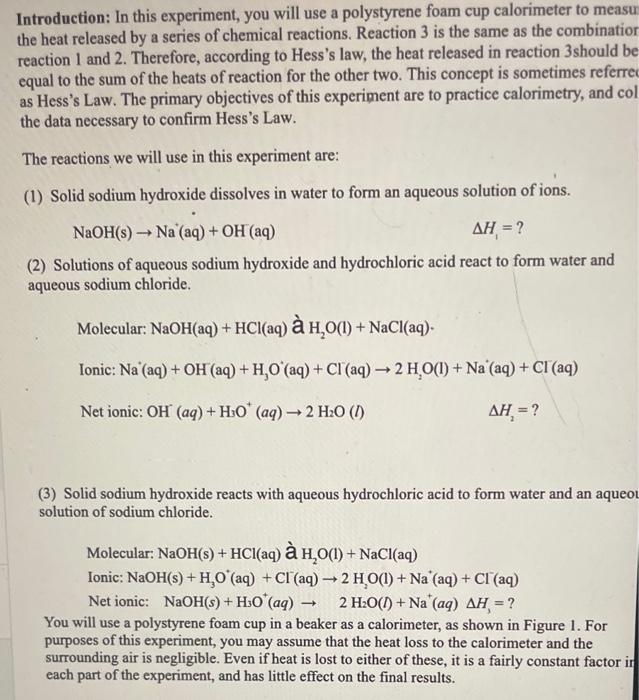 Solved (1) Solid sodium hydroxide dissolves in water to form