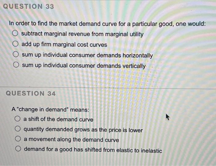 Solved In order to find the market demand curve for a