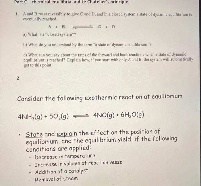 Solved 1. A and B react reversibly to give C and D, and in a | Chegg.com