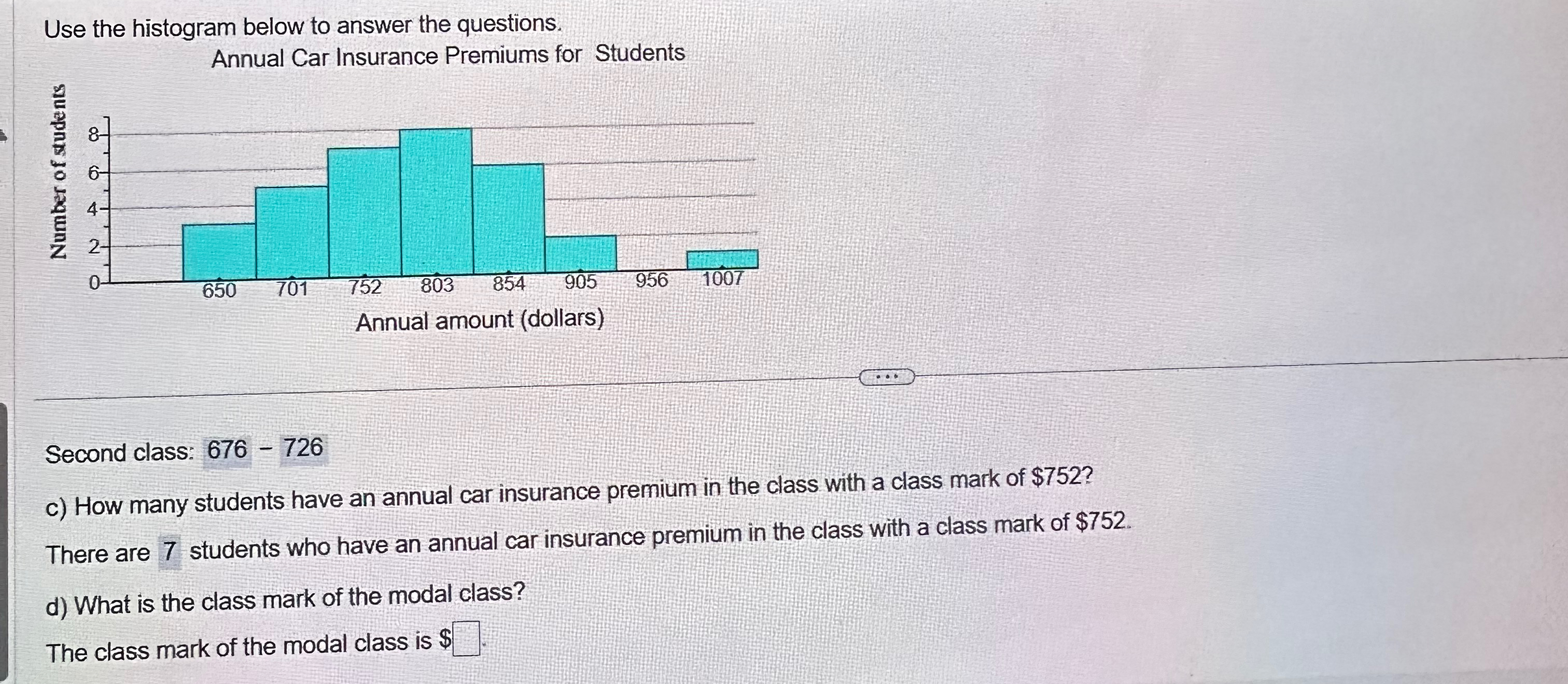 Solved Use the histogram below to answer the | Chegg.com