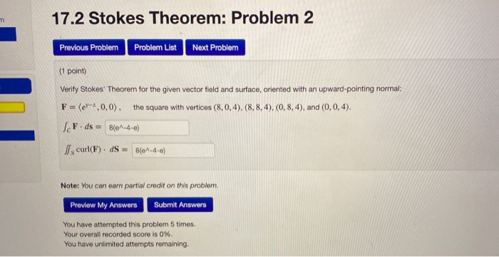 Solving Stokes First Problem Solved ד 17.2 Stokes Theorem: Problem 2 Previous Problem | Chegg.com