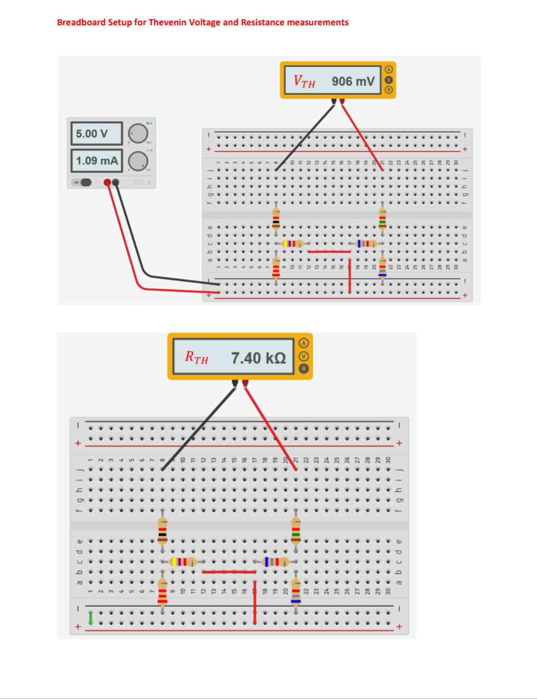 Solved Breadboard Setup For Thevenin Voltage And Resistance 