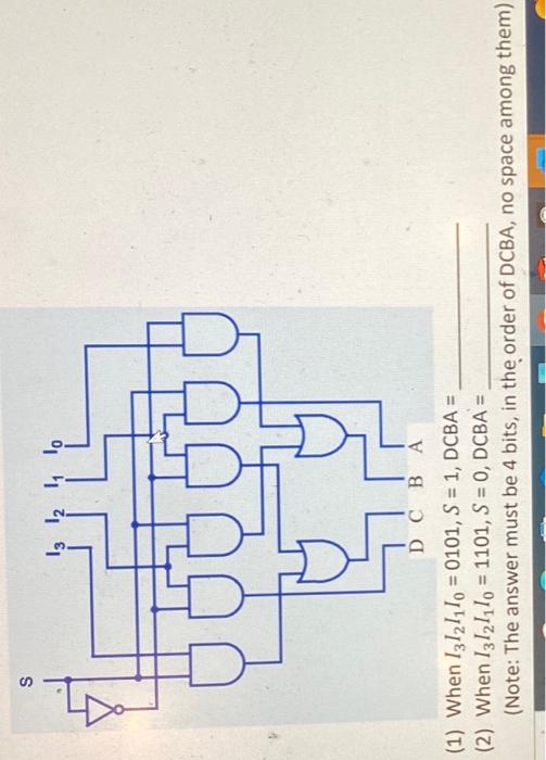 Solved When I3I2I1I0=0101,S=1, DCBA = When | Chegg.com