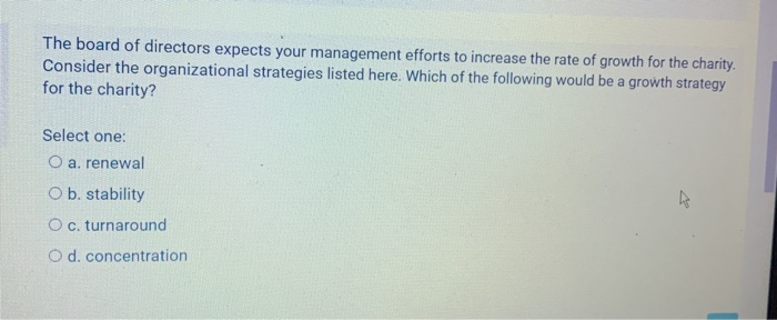 Solved The Board Of Directors Expects Your Management | Chegg.com