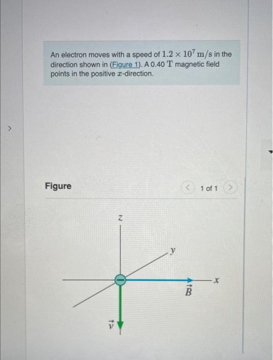 Solved An electron moves with a speed of 1.2 x 10^7 m/s in | Chegg.com