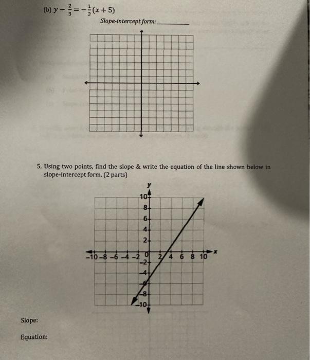 Solved (b) y−32=−31(x+5) Slope-intercept form: 5. Using two | Chegg.com