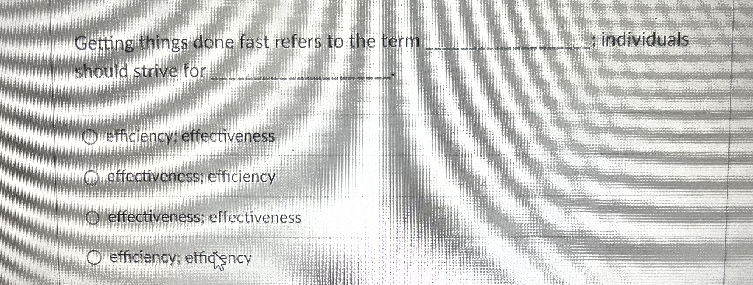 Getting things done fast refers to the term q, ﻿; | Chegg.com