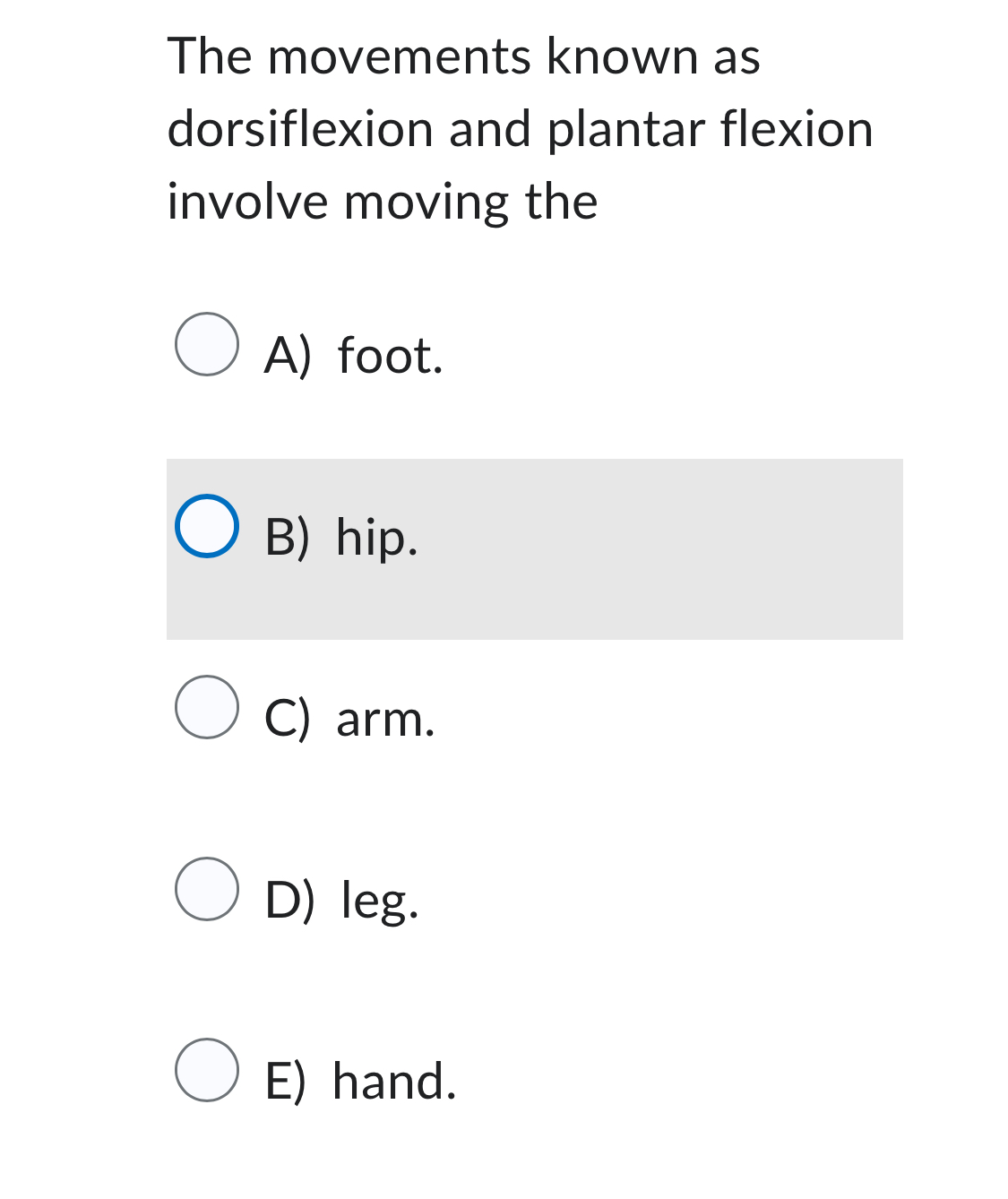 Solved The movements known as dorsiflexion and plantar | Chegg.com