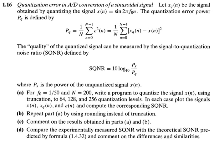 signal that would would quantization error ratio