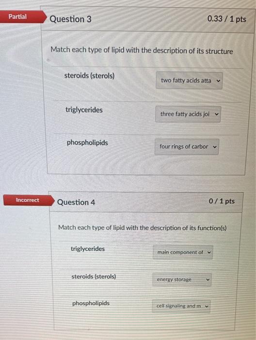 Solved Match each type of lipid with the description of its | Chegg.com