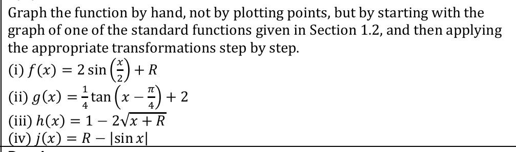 Solved Graph the function by hand, not by plotting points, | Chegg.com