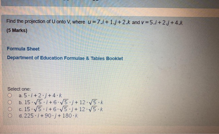 Solved Find the projection of U onto V, where u = 7.1 + | Chegg.com