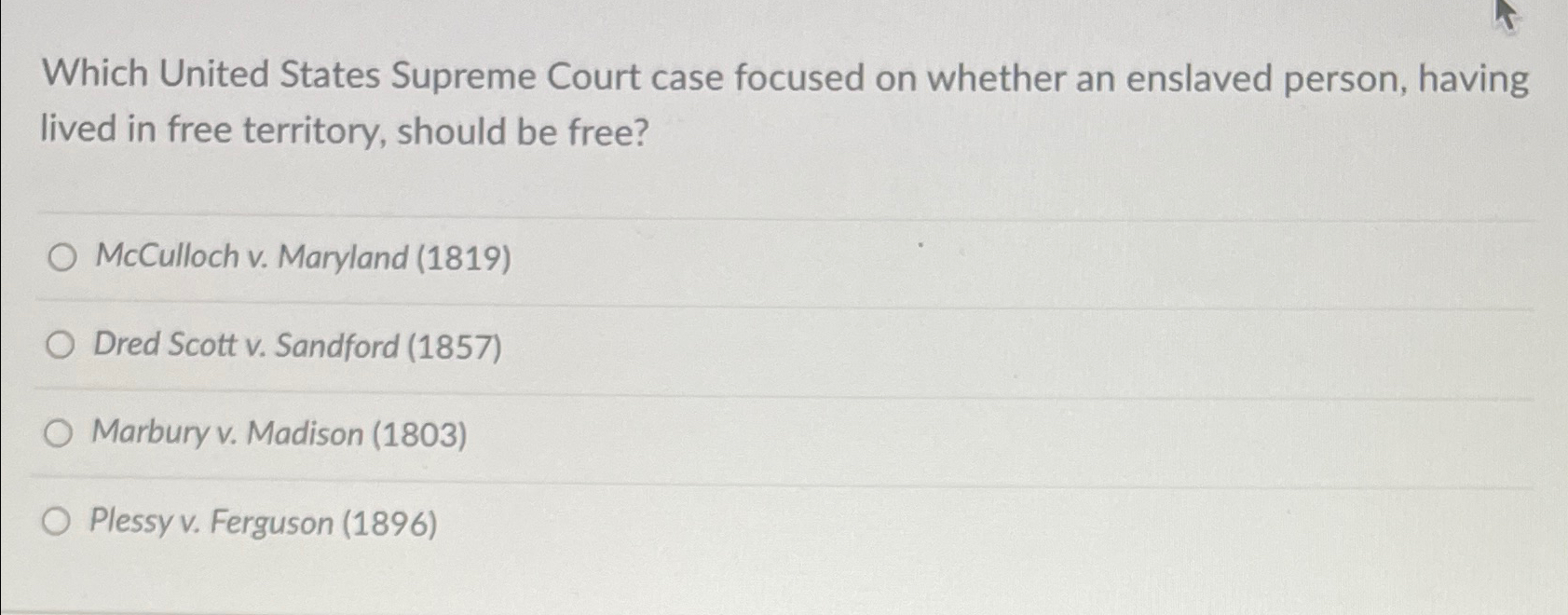 Solved Which United States Supreme Court case focused on | Chegg.com