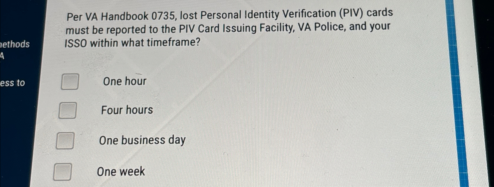 Solved Per VA Handbook 0735, ﻿lost Personal Identity | Chegg.com