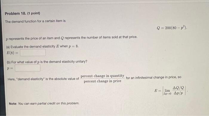 Solved The demand function for a certain item is | Chegg.com
