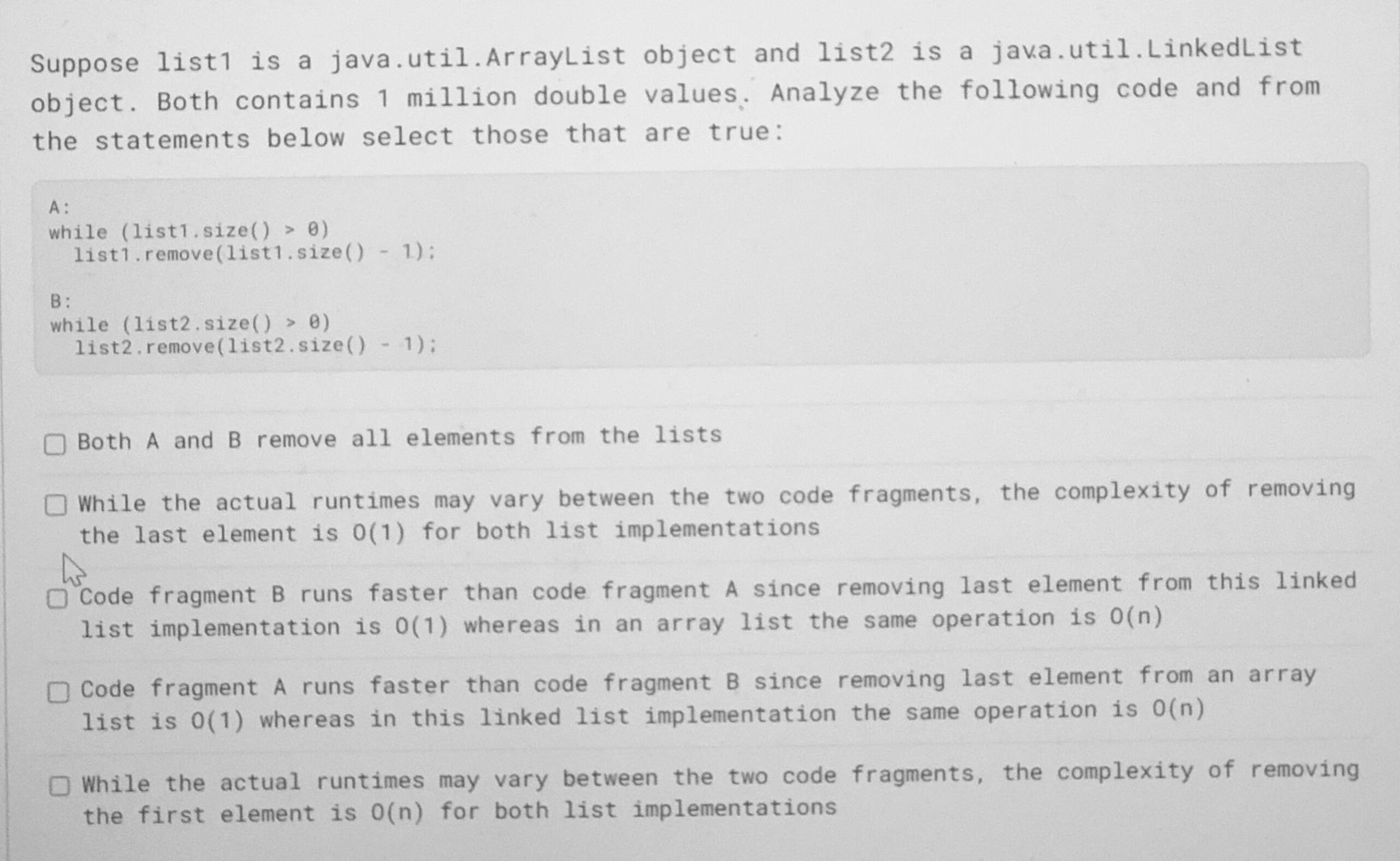 Solved Suppose List1 ﻿is A Java.util.ArrayList Object And | Chegg.com