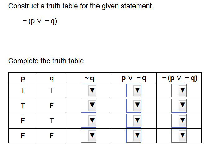 Solved construct a truth table for the given statement | Chegg.com