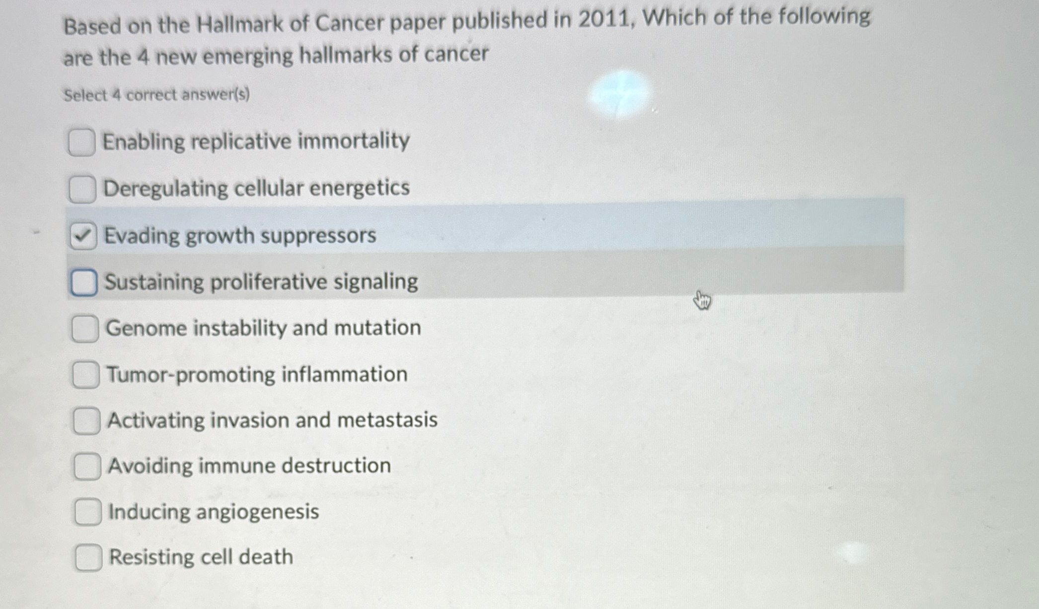 Solved Based on the Hallmark of Cancer paper published in | Chegg.com