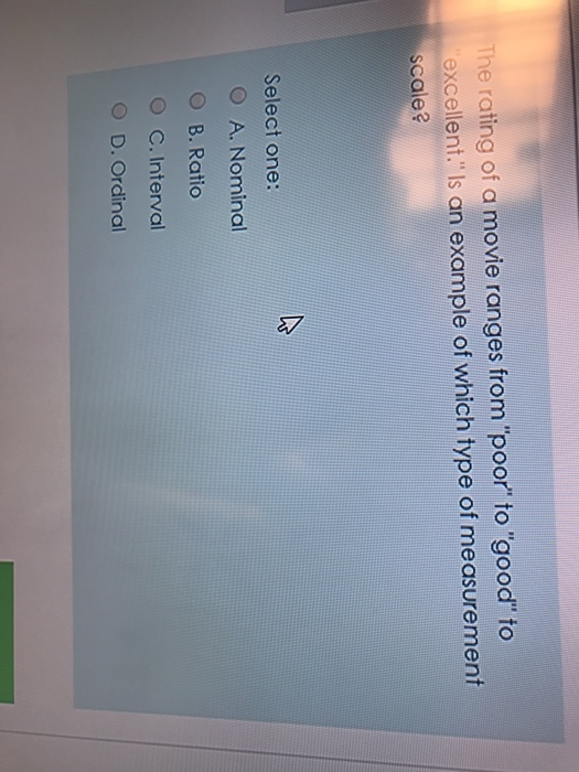 Solved The rating of a movie ranges from "poor" to "good" to