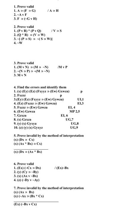 Solved Iah 1 Prove Valid 1 A Fg 2 Avf 3 F G Chegg Com