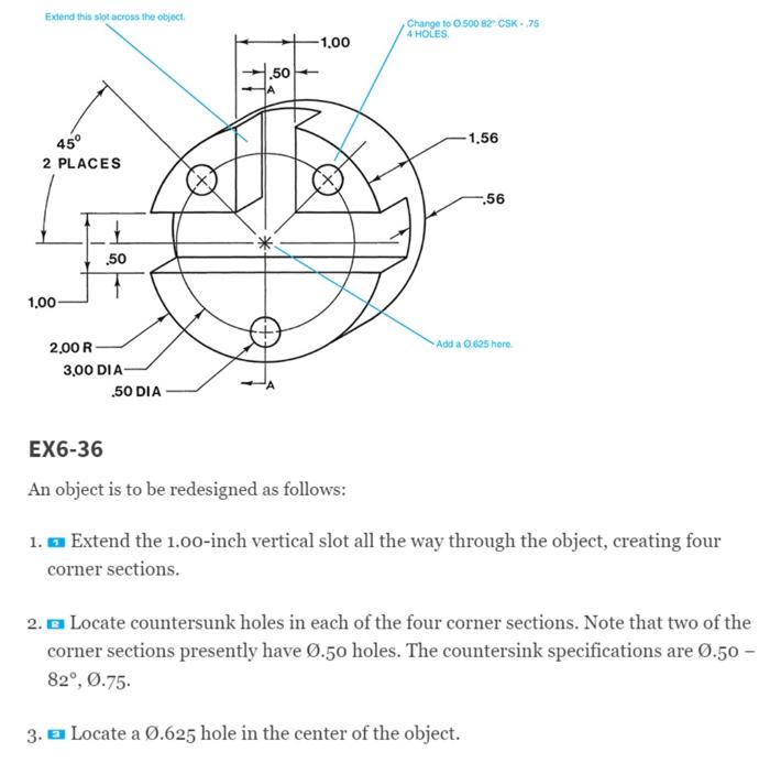 Solved An object is to be redesigned as follows: 1. Extend | Chegg.com