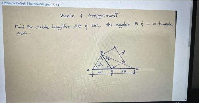 Solved Week 4 Assignment Find The Cable Lengths ABE˙BC, The | Chegg.com