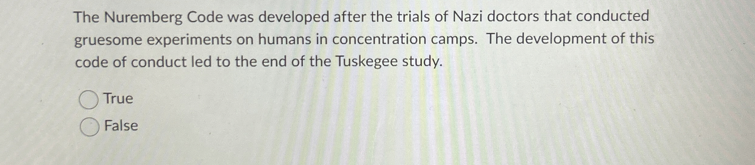 Solved The Nuremberg Code was developed after the trials of | Chegg.com