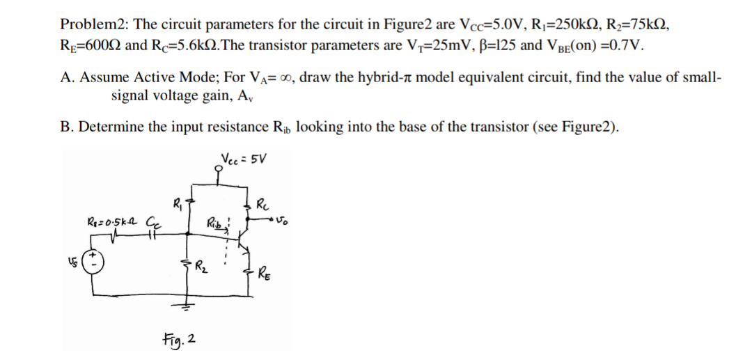 Solved Problem2: The circuit parameters for the circuit in | Chegg.com