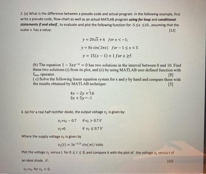 Solved 2. (a) What is the difference between a pseudo-code | Chegg.com