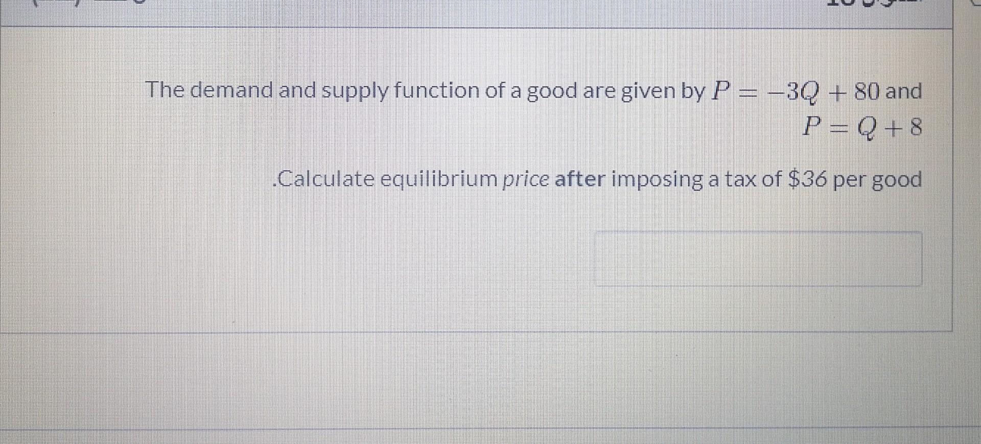 Solved The demand and supply function of a good are given by | Chegg.com