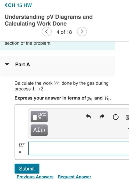 Solved section of the problem. Part A Calculate the work W | Chegg.com