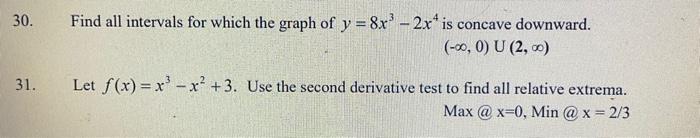 Solved 30. Find all intervals for which the graph of | Chegg.com