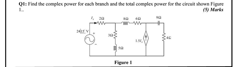 Solved Q1: Find the complex power for each branch and the | Chegg.com