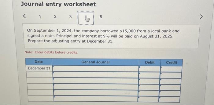 Solved Journal Entry Worksheet On September 1 2024 The Chegg Com   Image