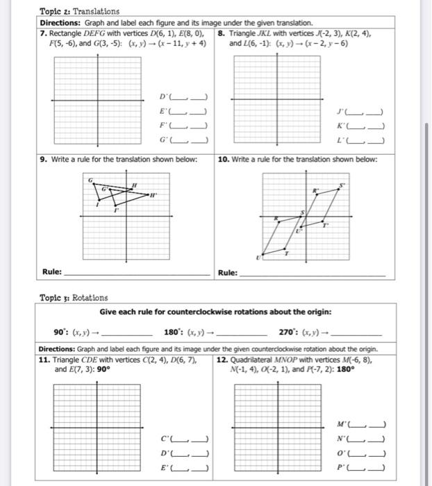 Solved Topic 1: Reflections Directions: Graph and label each | Chegg.com