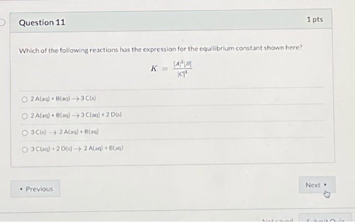Solved Question 11 1 pts Which of the following reactions | Chegg.com