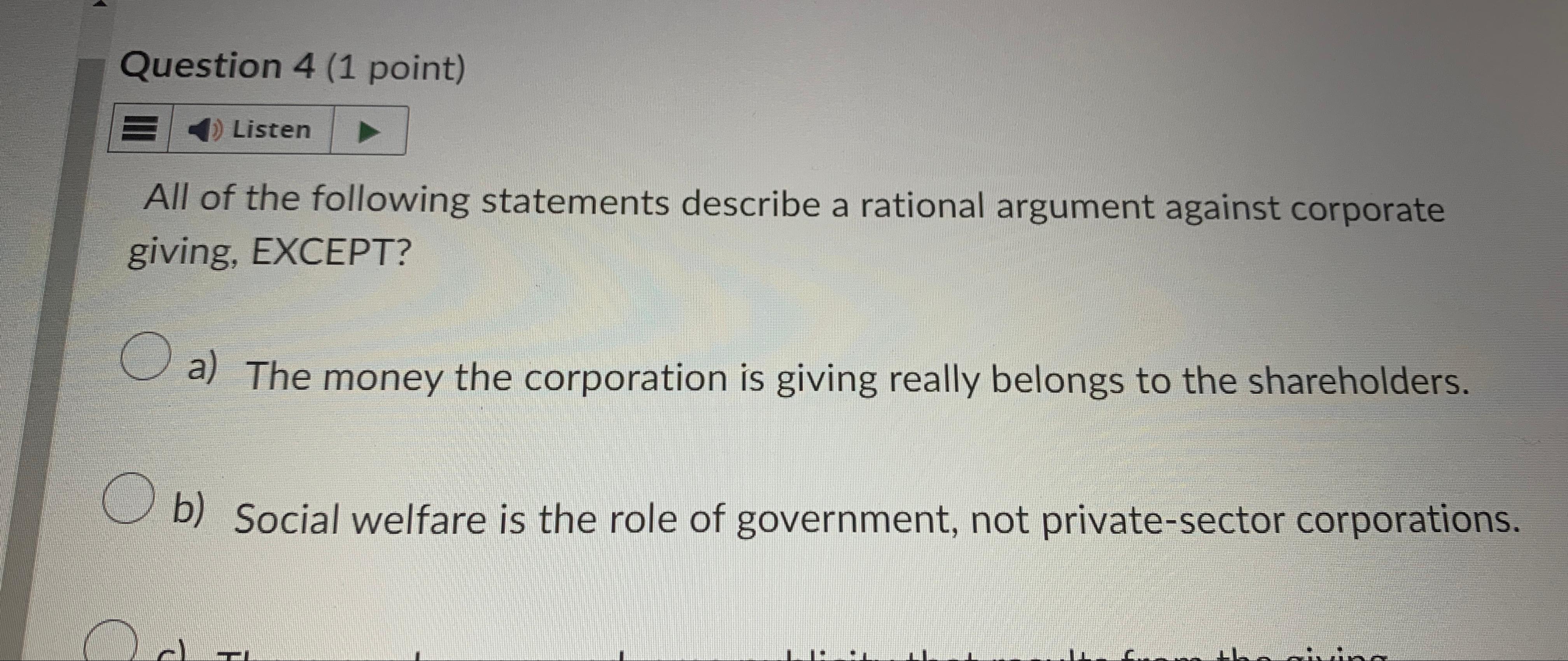 Solved Question 4 1 ﻿point Listenall Of The Following