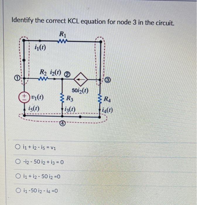 Solved Identify the correct KCL equation for node 3 in the | Chegg.com