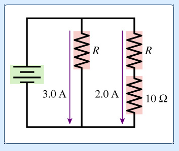 Image for What is the resistance R in the figure?  WHat is the emf of the battery in the figure?   Thanks For Helping! I