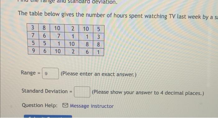 Solved Deviation The Table Below Gives The Number Of Ho