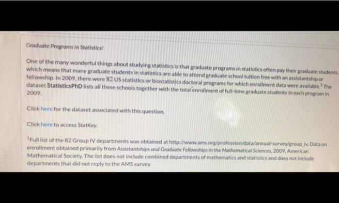 Solved Graduate Programs in Statistics! One of the many | Chegg.com