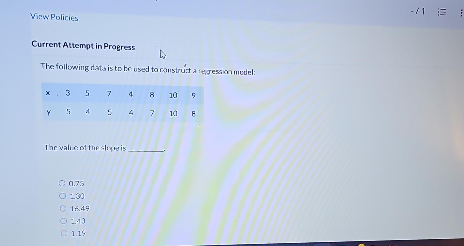 Solved View Policies Current Attempt in Progress The | Chegg.com