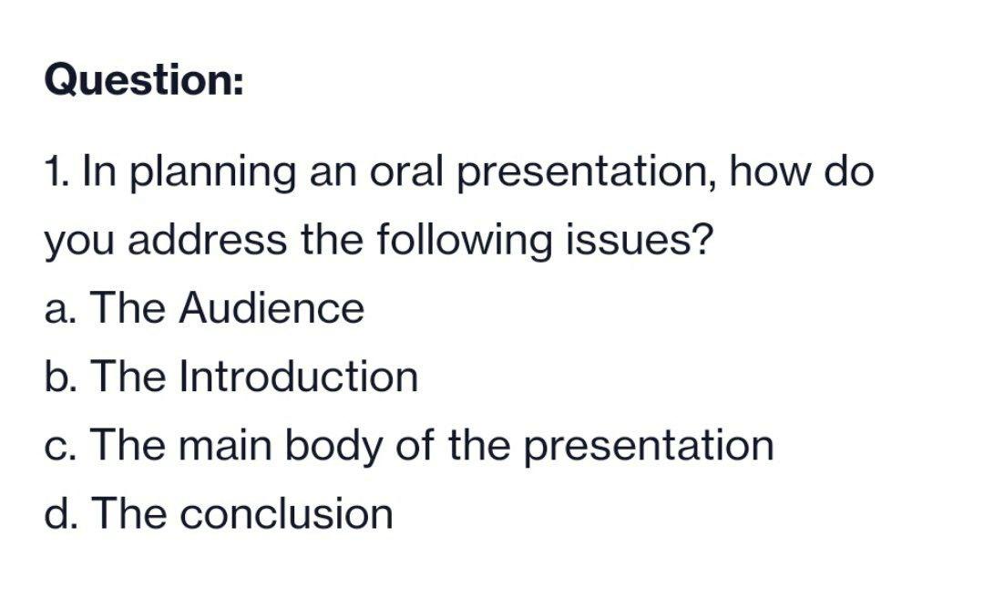 questions about oral presentation