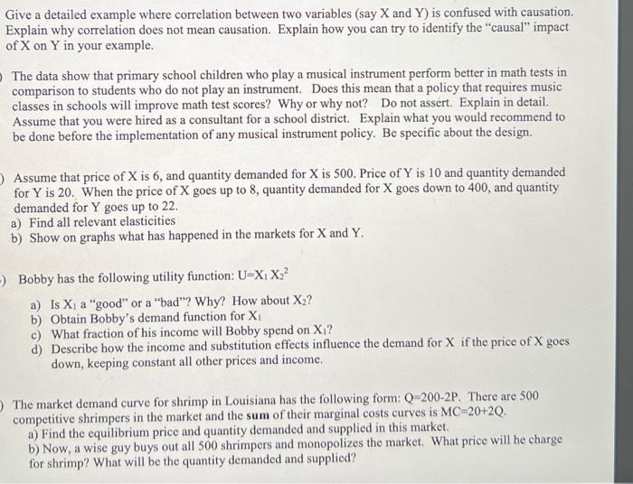 Solved Give a detailed example where correlation between two | Chegg.com
