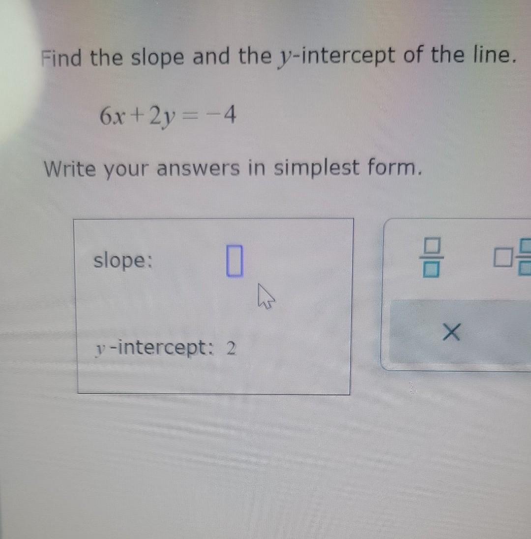 Solved Find the slope and the y-intercept of the line. | Chegg.com