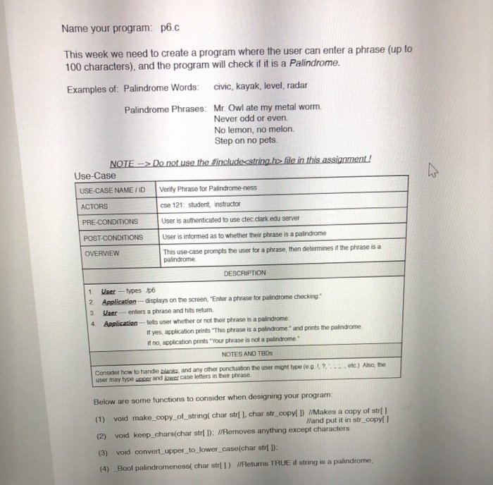 Solved Name your program: p6.c This week we need to create a | Chegg.com